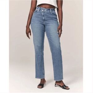 Abercrombie & Fitch The 90s Straight Ultra High Rise Cross Cross NWT Size 27 Lon